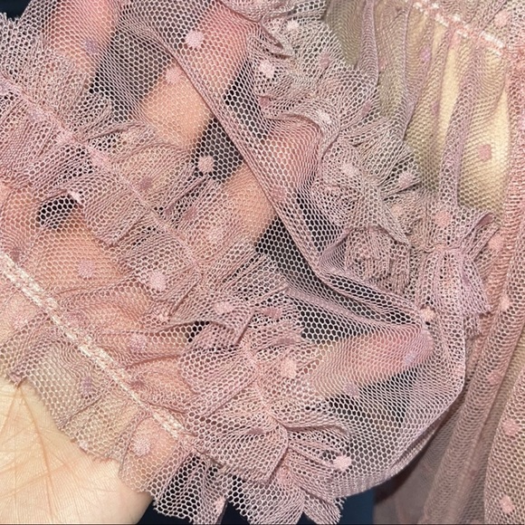 FASHION NOVA Mauve Sheer Ruffled Sleeve Babydoll Blouse - Picture 4 of 4